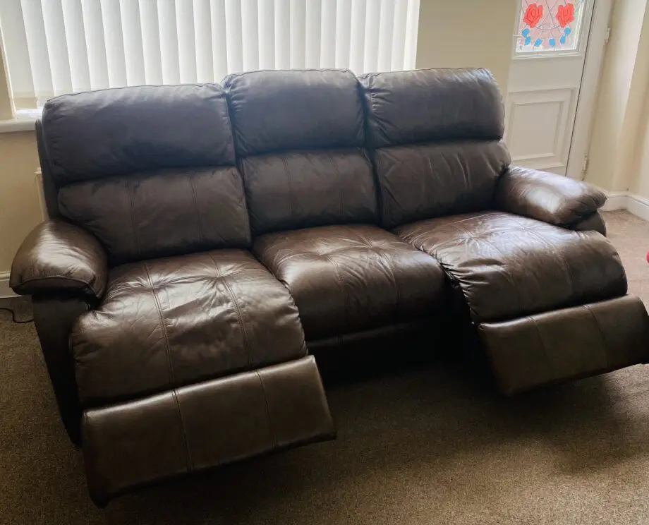 Brown leather sofa