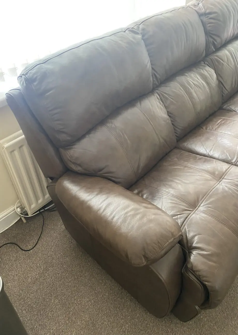 Brown leather sofa