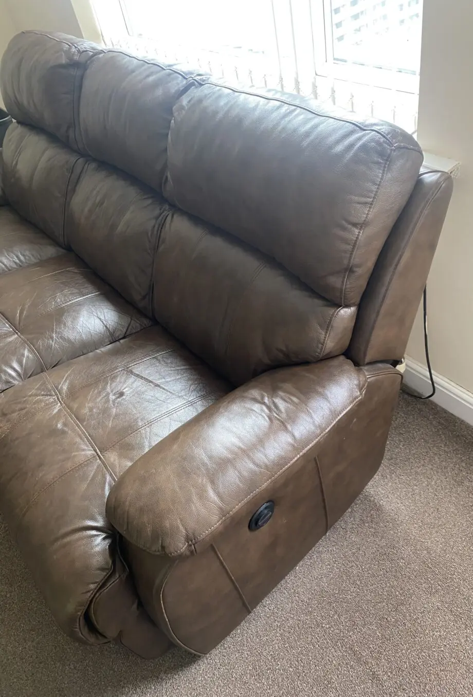 Brown leather sofa
