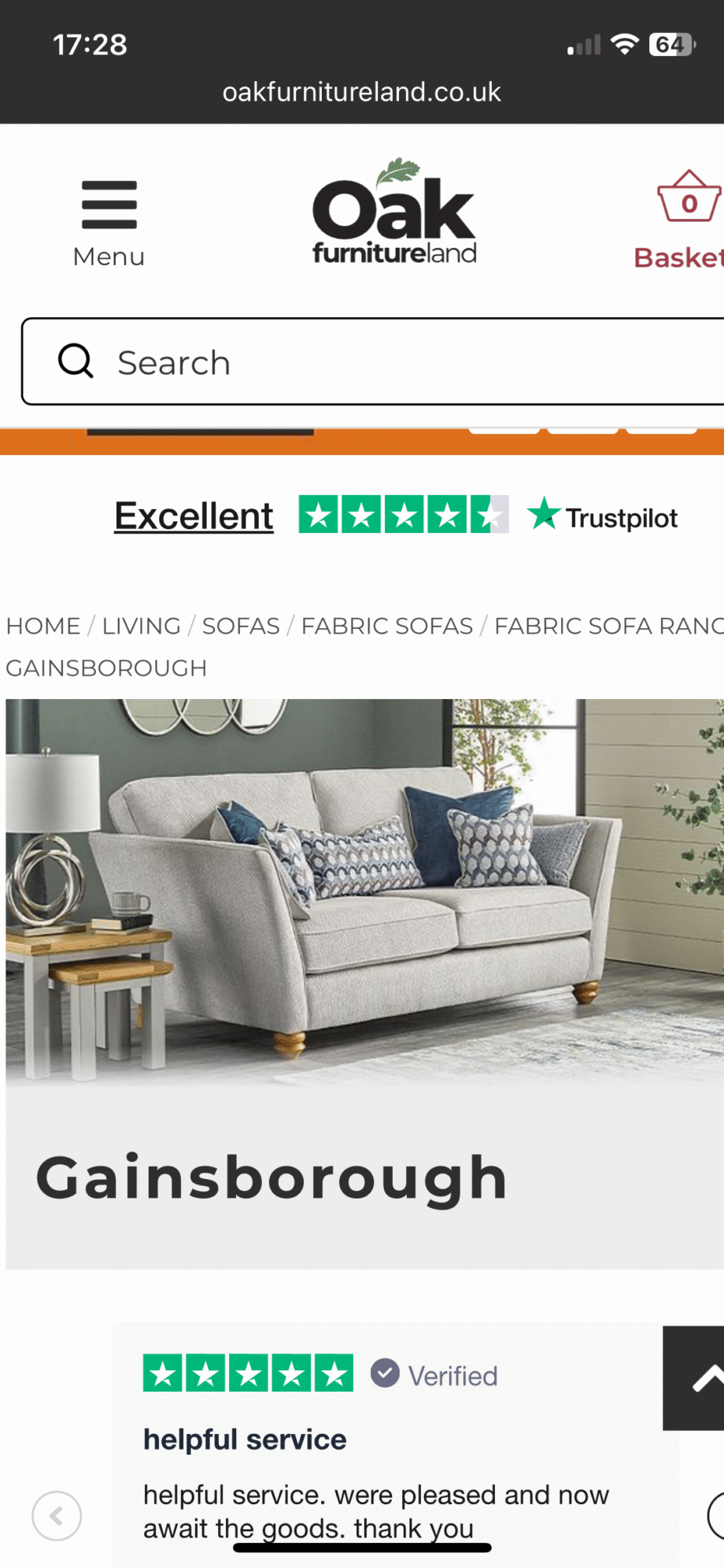 Oakland furniture - Gainsborough in Oatmeal x2