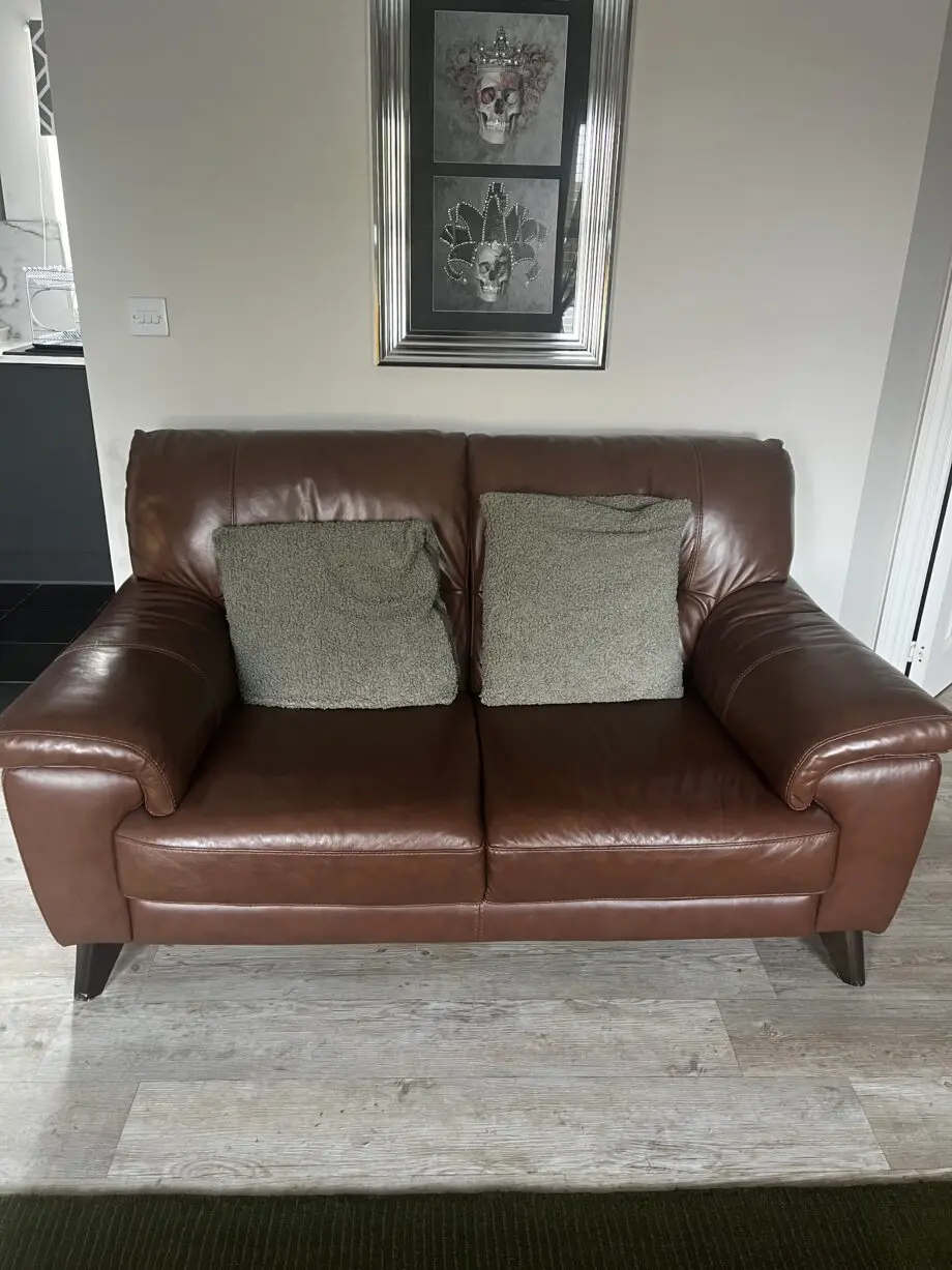 DFS brown leather sofa