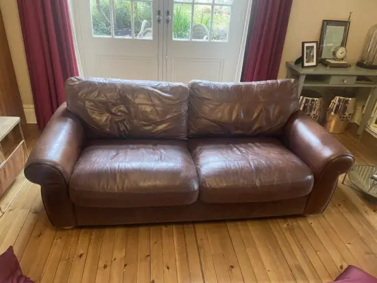 Two leather John Lewis large Madison two seater sofas, chocolate colour