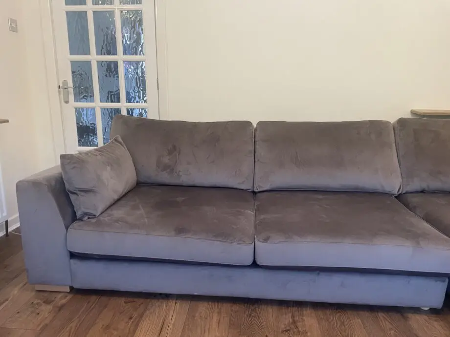 Plush DFS large chaise, chair and storage footstool