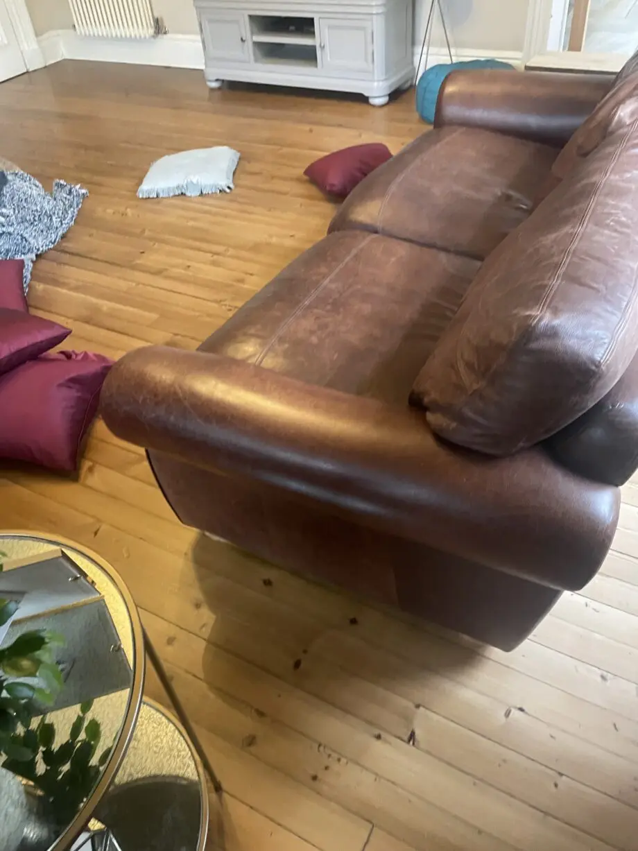 Two leather John Lewis large Madison two seater sofas, chocolate colour