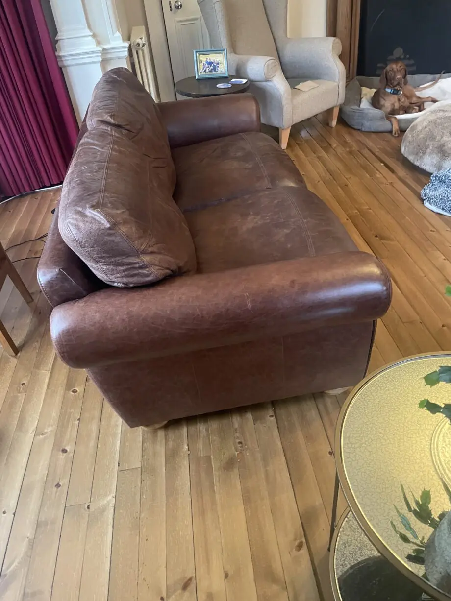Two leather John Lewis large Madison two seater sofas, chocolate colour