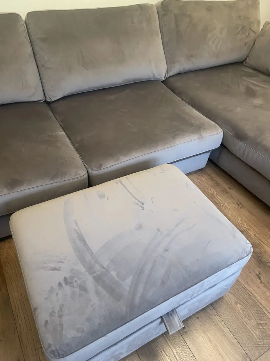 Plush DFS large chaise, chair and storage footstool
