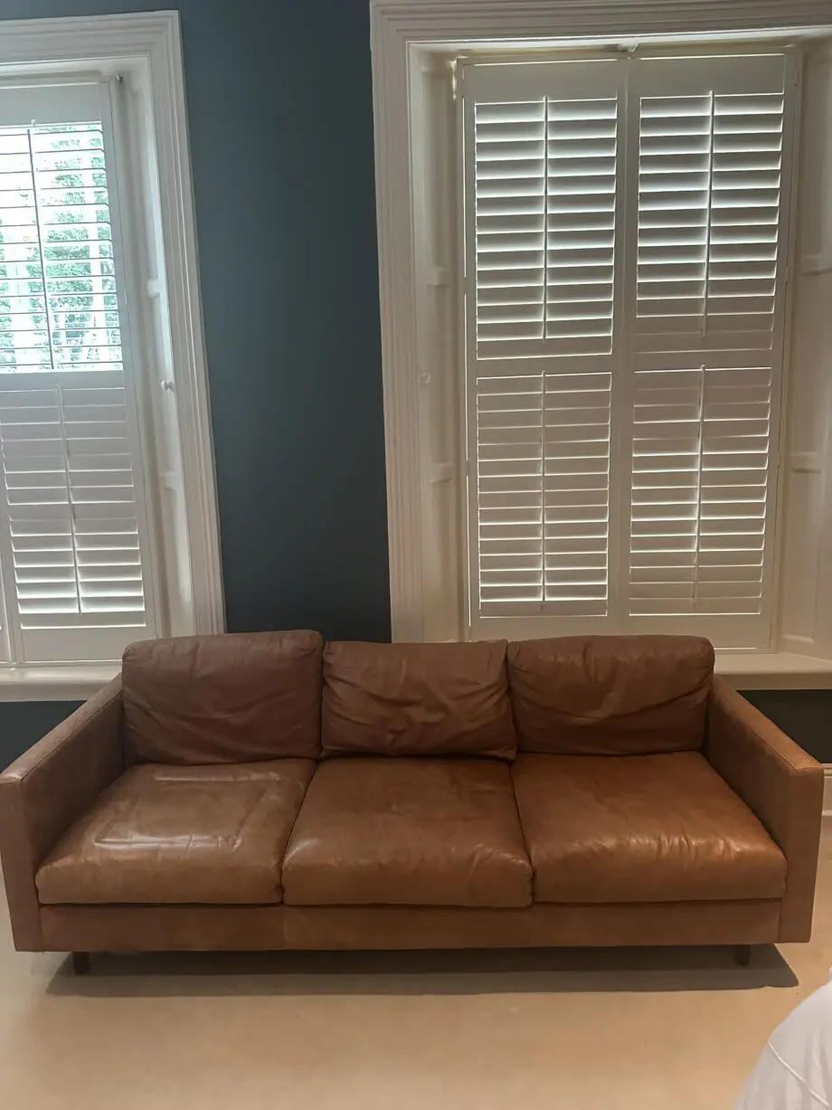 Brown leather sofa