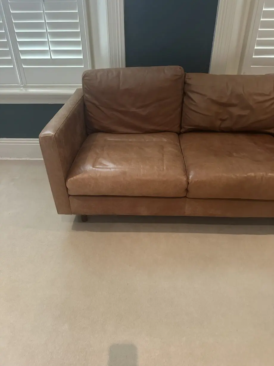 Brown leather sofa