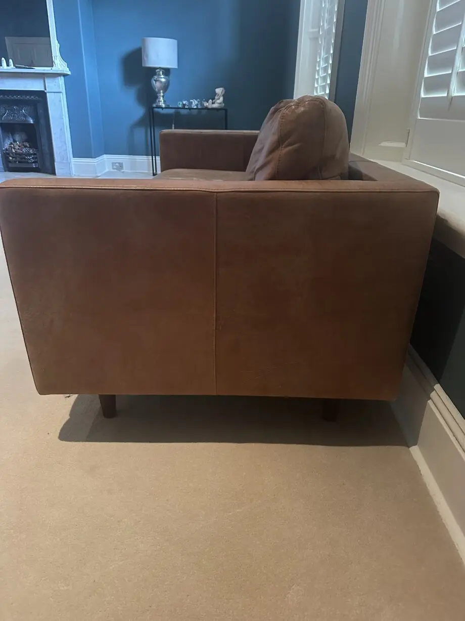 Brown leather sofa