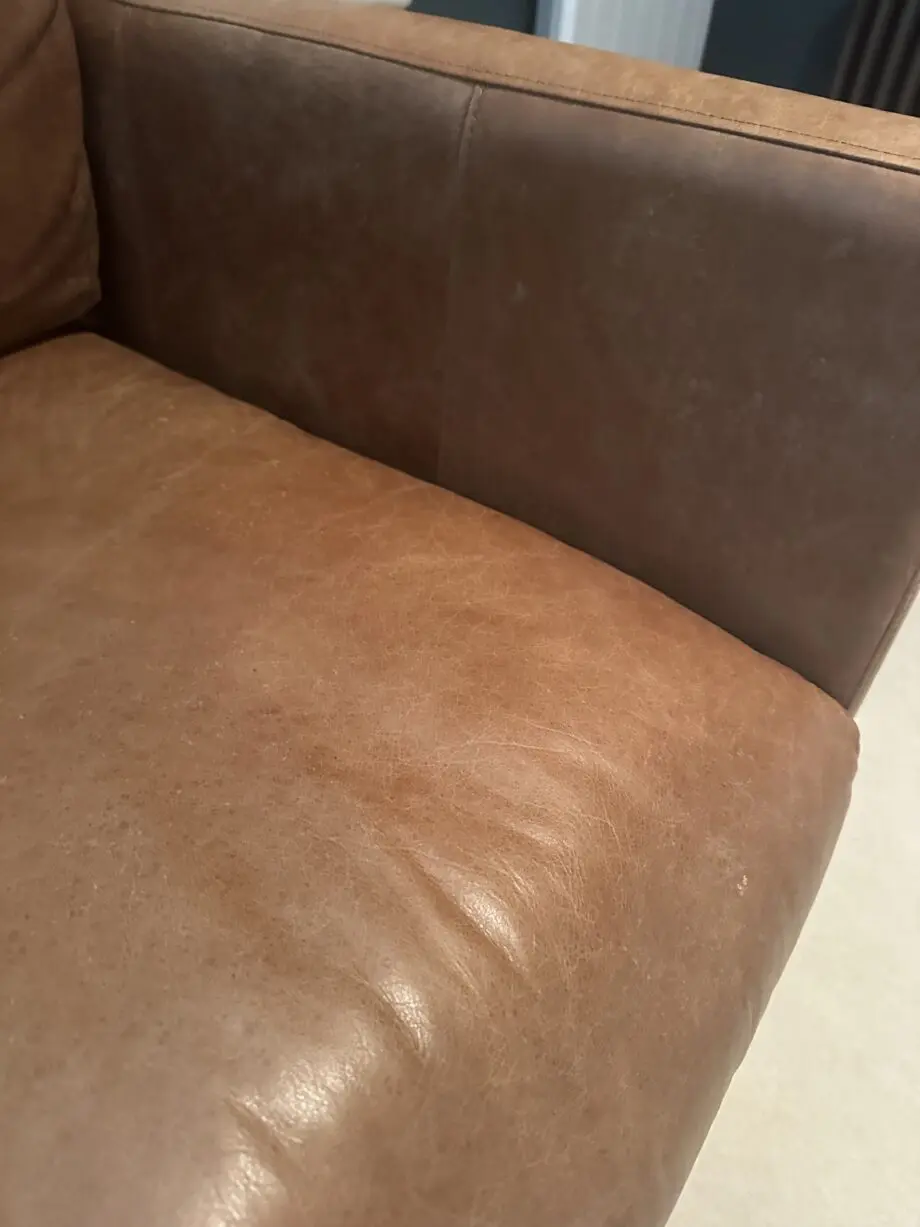 Brown leather sofa
