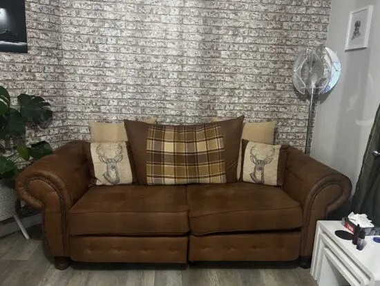 Brown suede large 2 seater