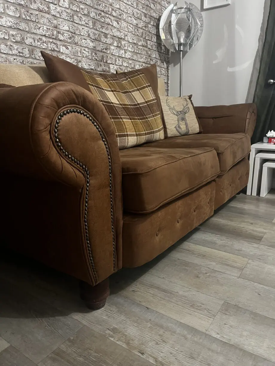 Brown suede large 2 seater