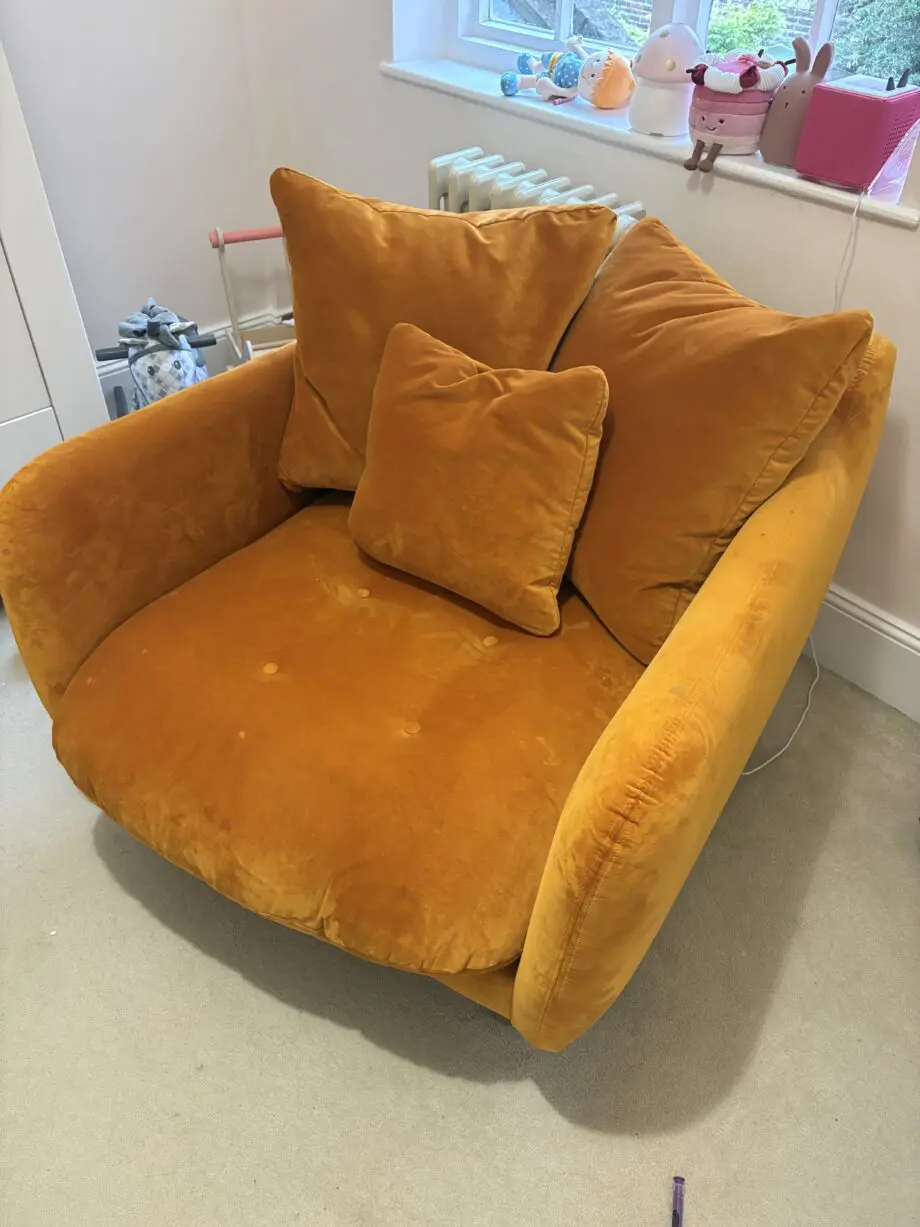 Loaf: velvet orange cuddle muffin armchair