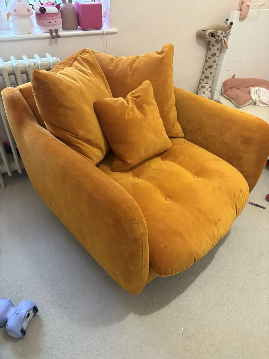 Loaf: velvet orange cuddle muffin armchair