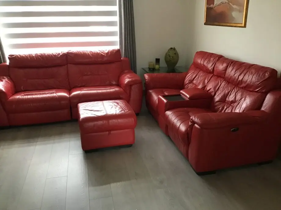 DFS red sofa set