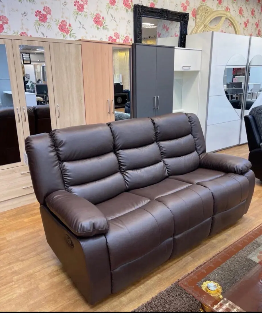 Faux leather recliner sofa