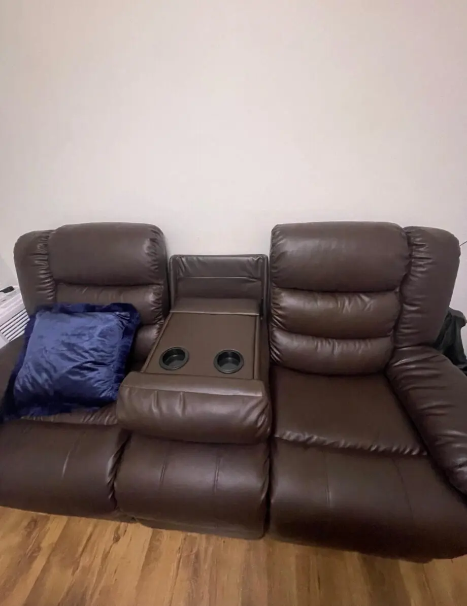 Faux leather recliner sofa