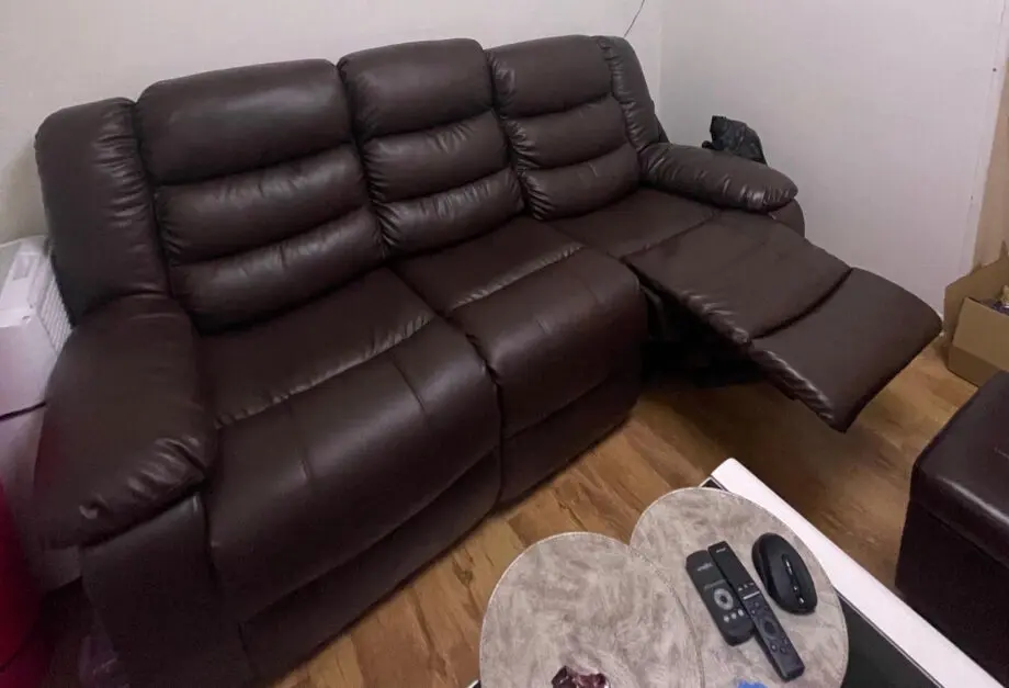 Faux leather recliner sofa