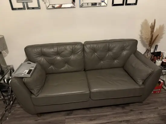 EDINBURGH SCS Hoxton Dakota Stone Grey Leather 3 Seater Sofas