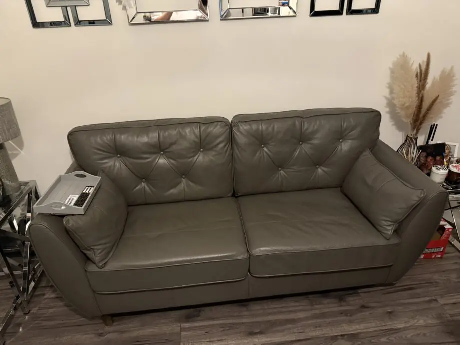 SCS Hoxton Dakota Stone Grey Leather 3 Seater Sofas