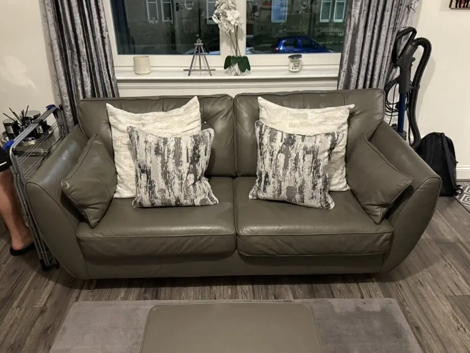 SCS Hoxton Dakota Stone Grey Leather 3 Seater Sofas