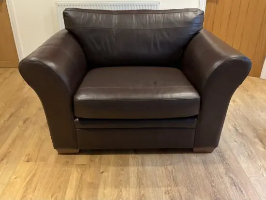 Next leather snuggle chair brown
