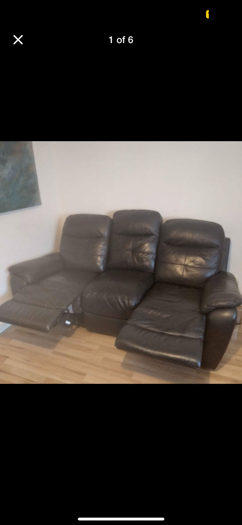 Harveys 3 Piece Set Black Reclining Leather Sofas