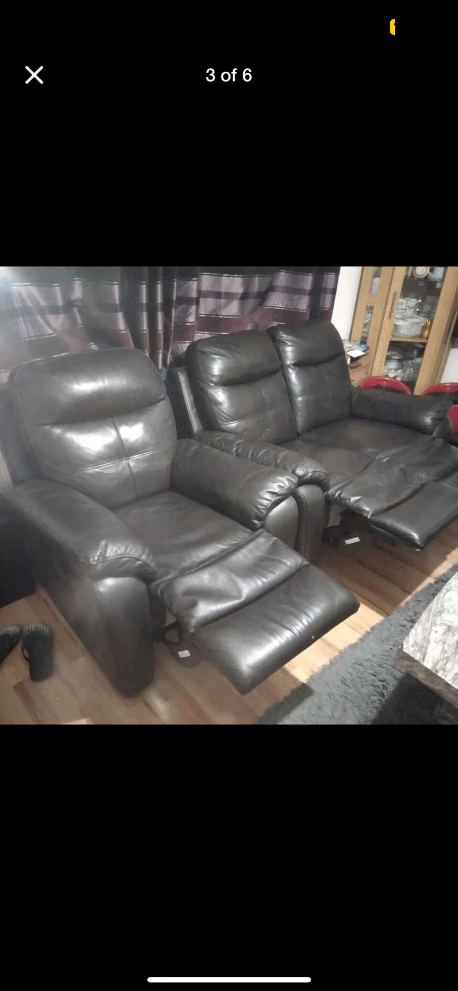 Harveys 3 Piece Set Black Reclining Leather Sofas