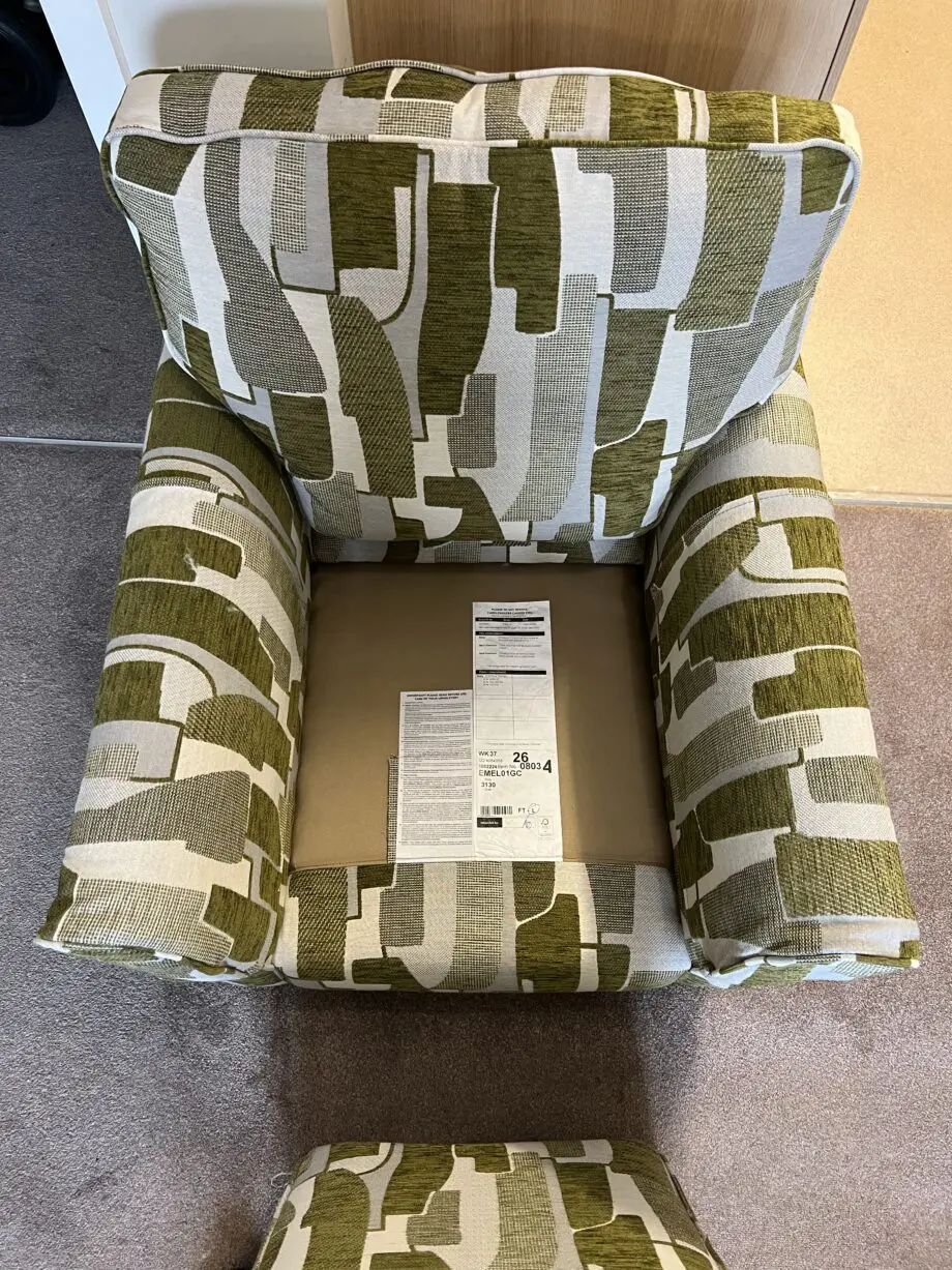 Cookes Elijah (EMELIA) Gallery Accent Chair Olive Pablo Abstract Chenille