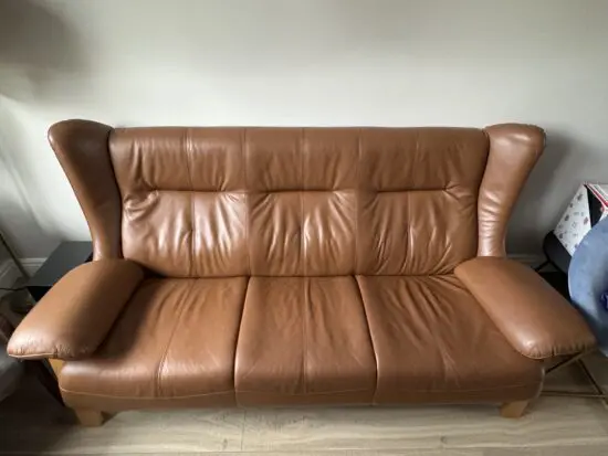 Made in Japan Genuine Leather Horn 3-Seater Sofa