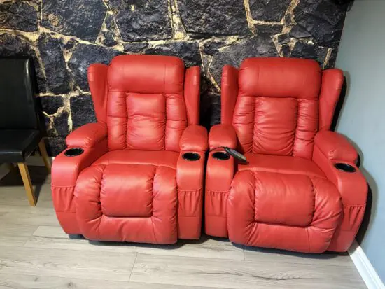Red faux leather heated massage recliner chair