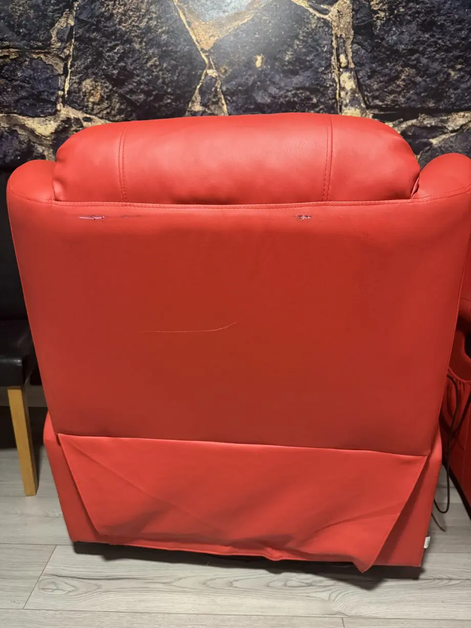 Red faux leather heated massage recliner chair
