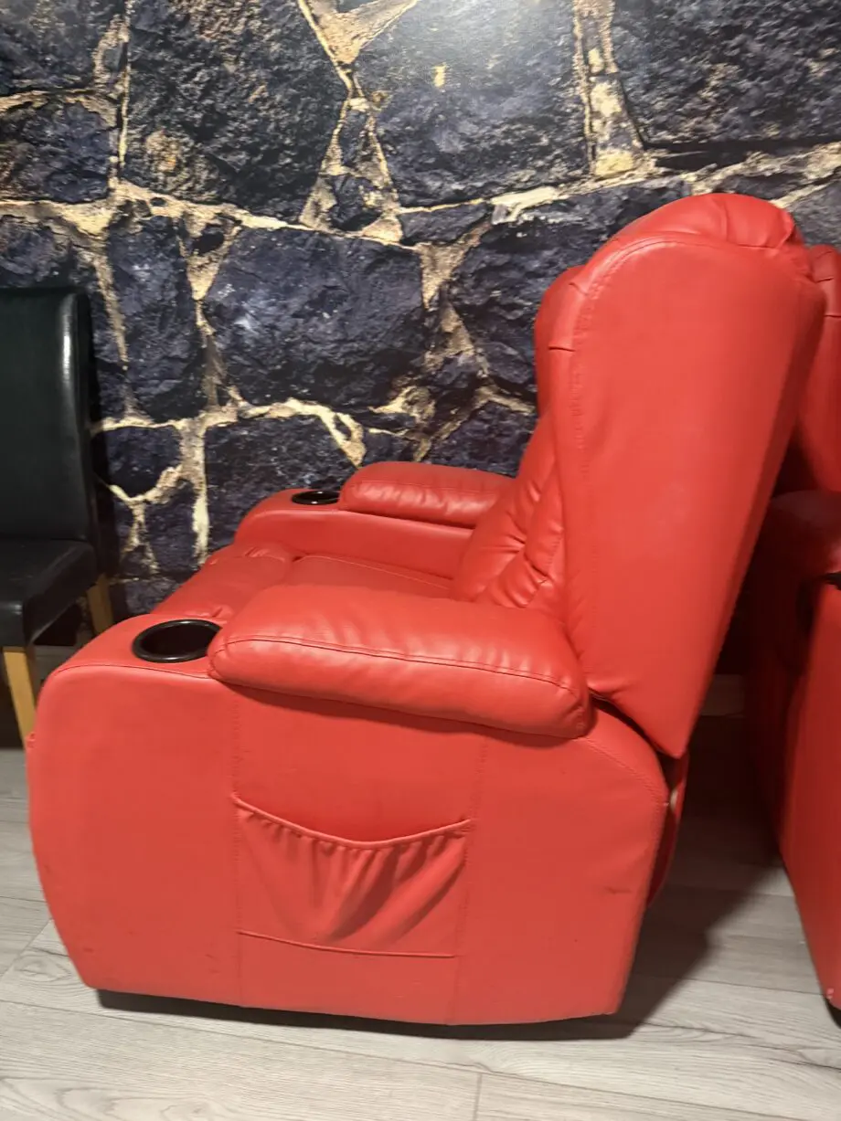 Red faux leather heated massage recliner chair