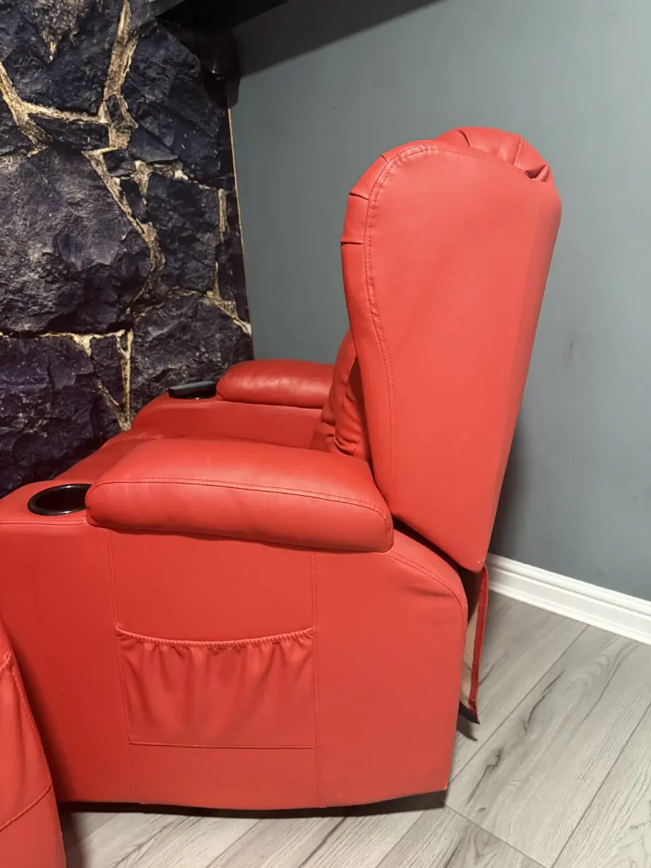 Red faux leather heated massage recliner chair