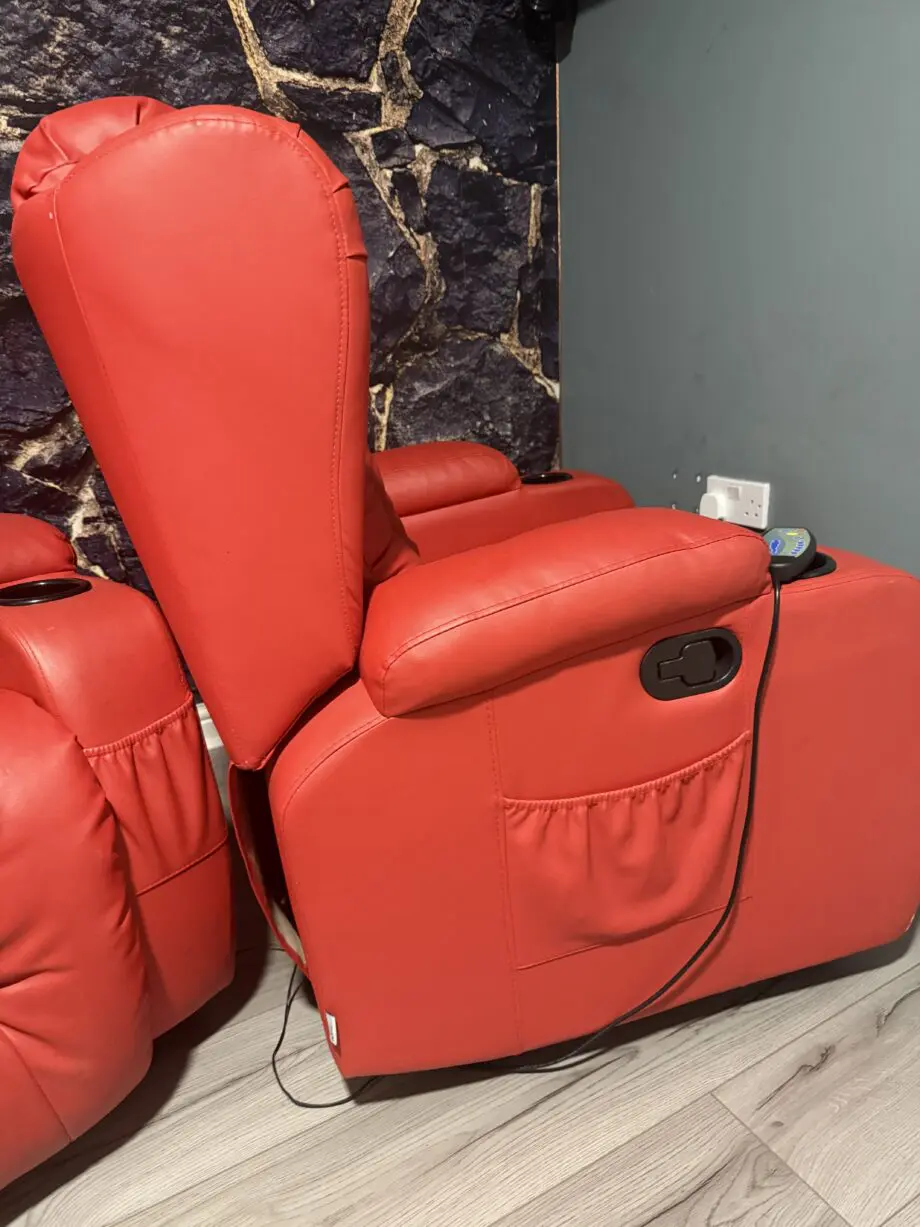 Red faux leather heated massage recliner chair