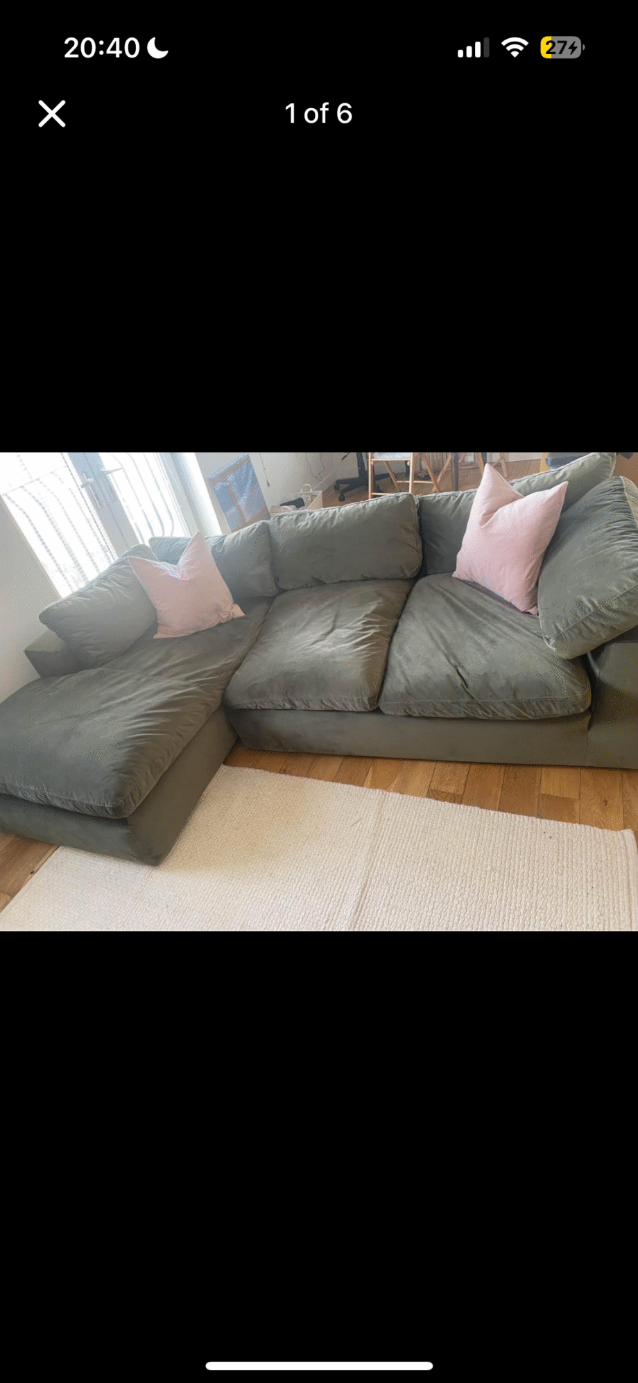 Green made corner sofa
