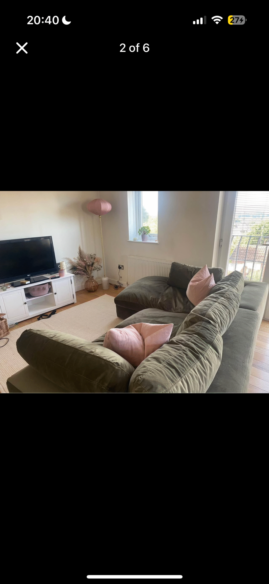 Green made corner sofa