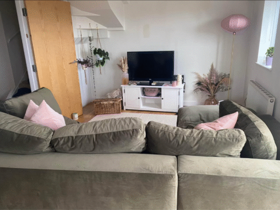 Green made corner sofa