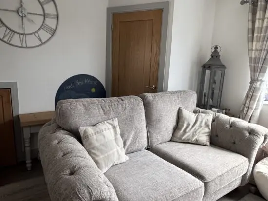 Gosford next high back 3 seater sofa, snuggle chair and footstool
