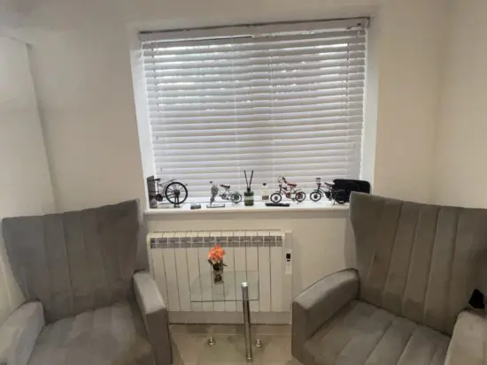 2 Grey living room chairs