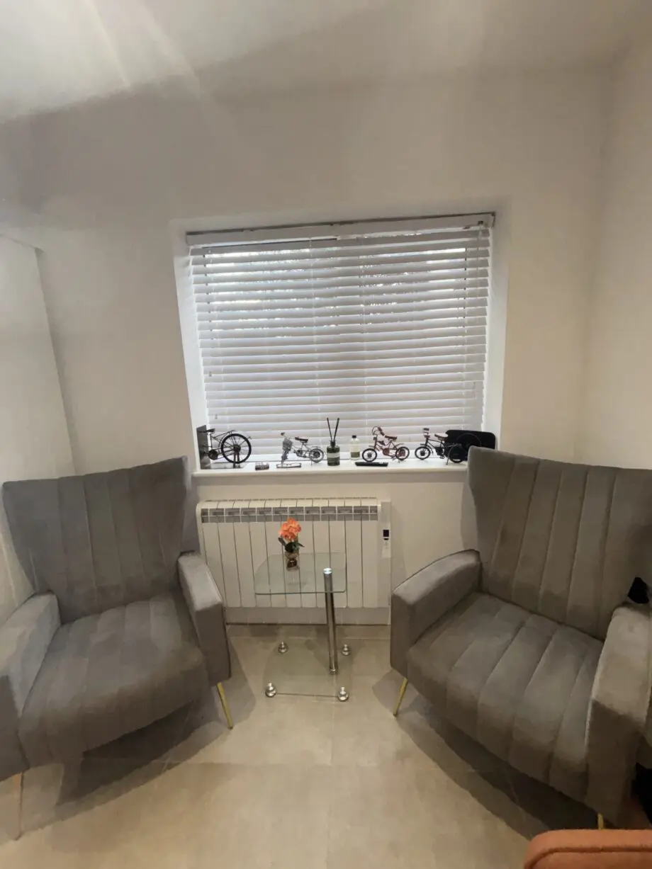 2 Grey living room chairs