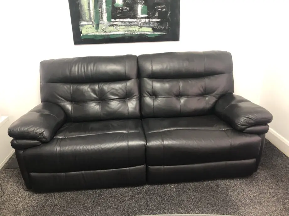 2 Black leather recliner settees