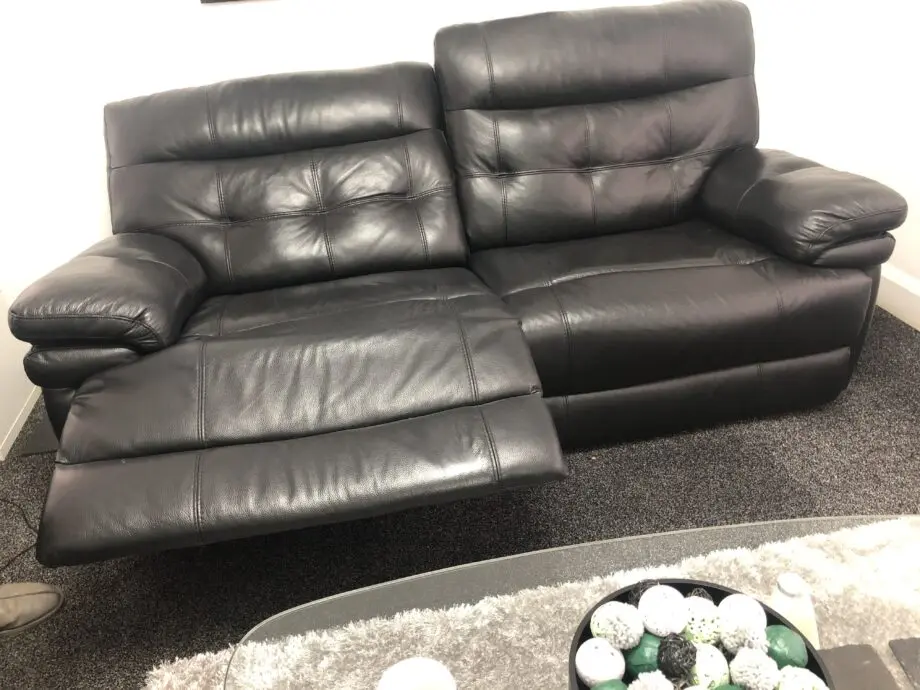 2 Black leather recliner settees