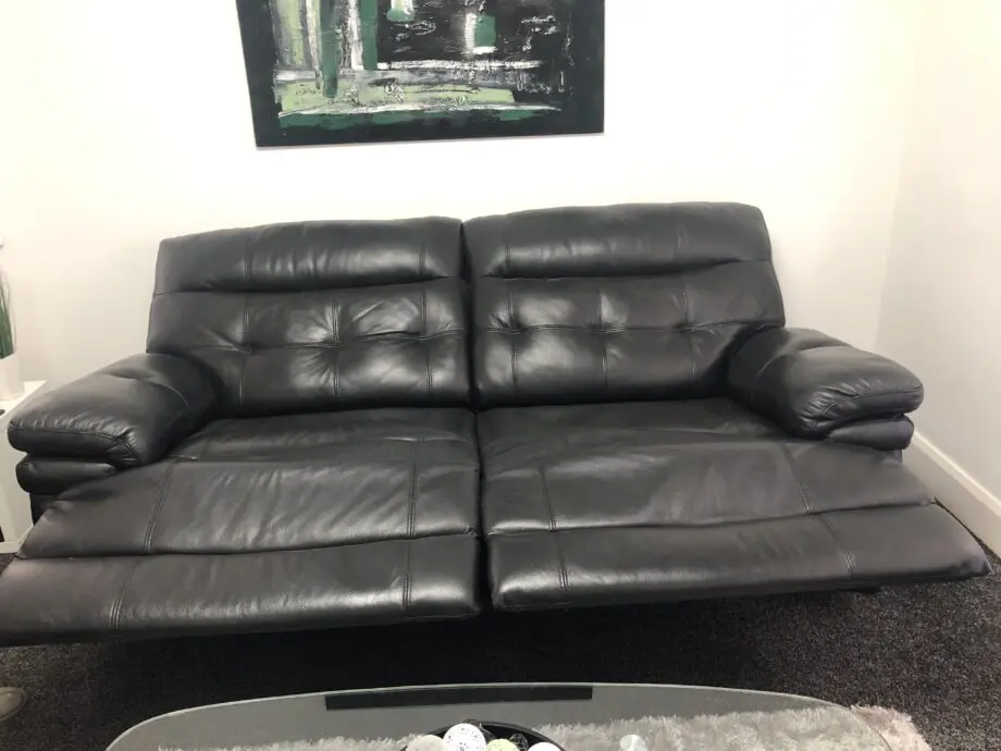 2 Black leather recliner settees