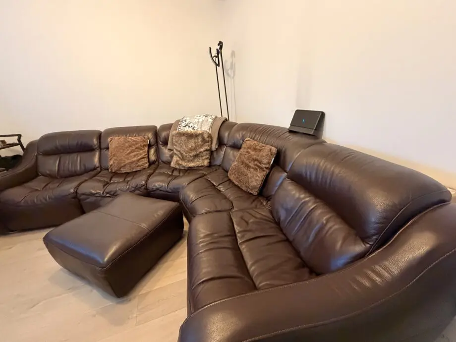 Brown 5 seater corner sofa with Pouffe