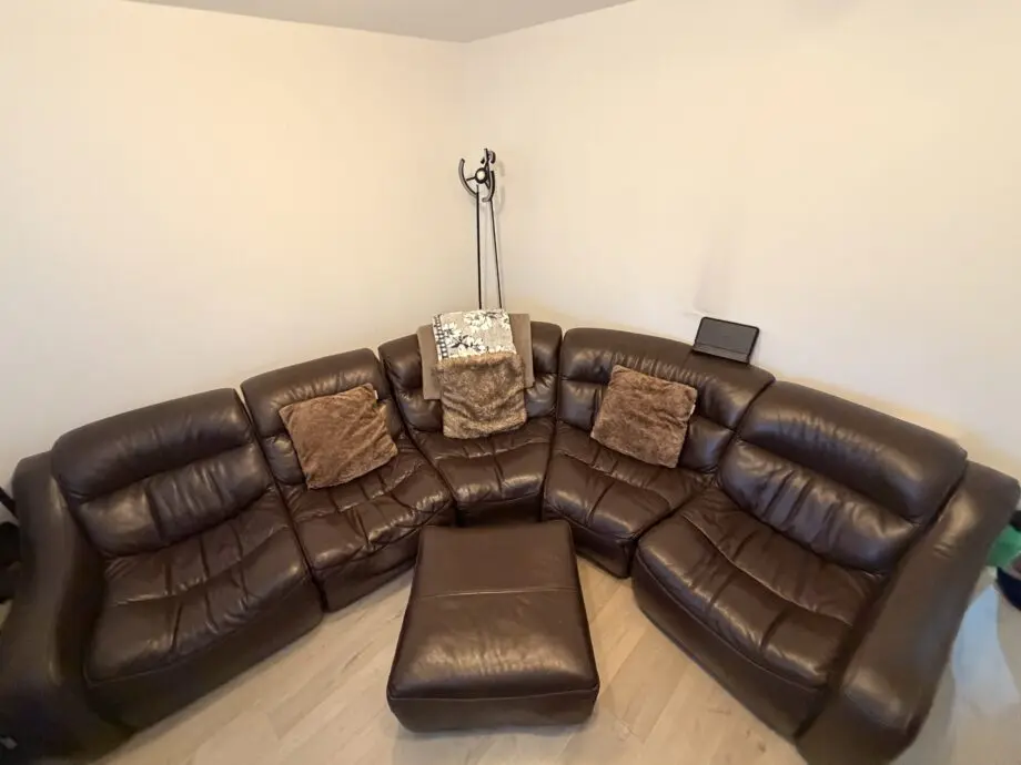 Brown 5 seater corner sofa with Pouffe