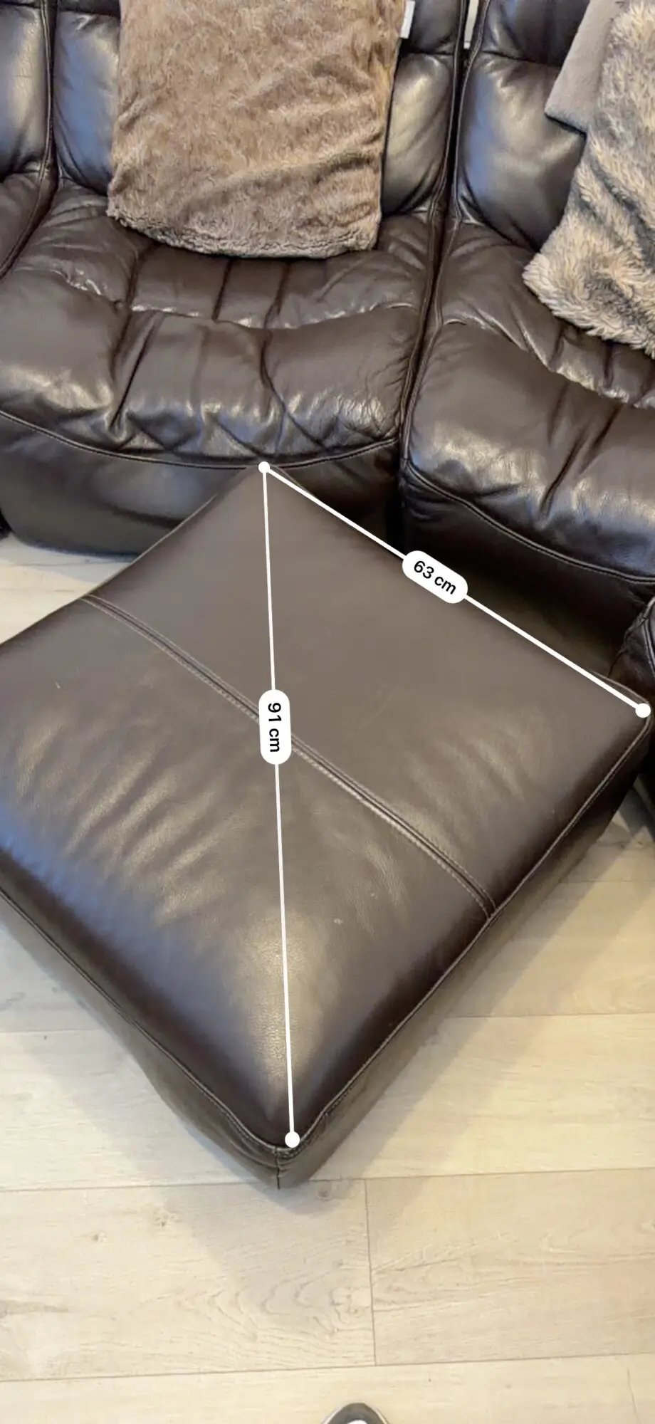 Brown 5 seater corner sofa with Pouffe