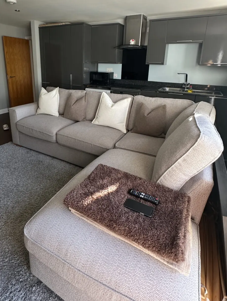 Oatmeal Corner Sofa L Shaped Right Hand from Furniture Village Grey