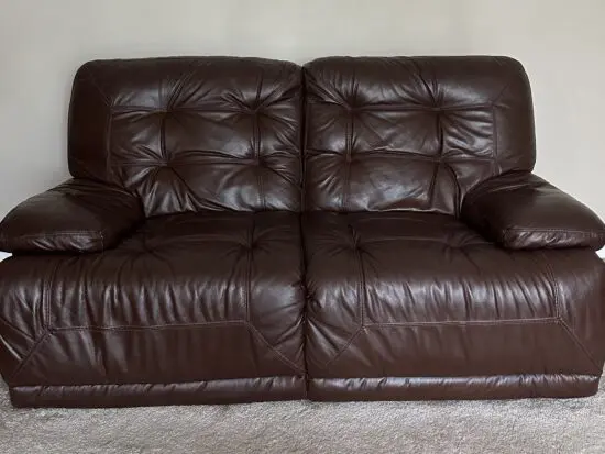 DFS Cognac leather 3 seater recliner, 2 seater