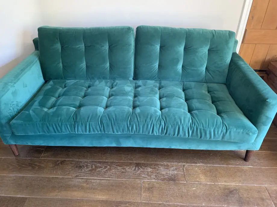John Lewis Green Velvet 3 seater sofa as new